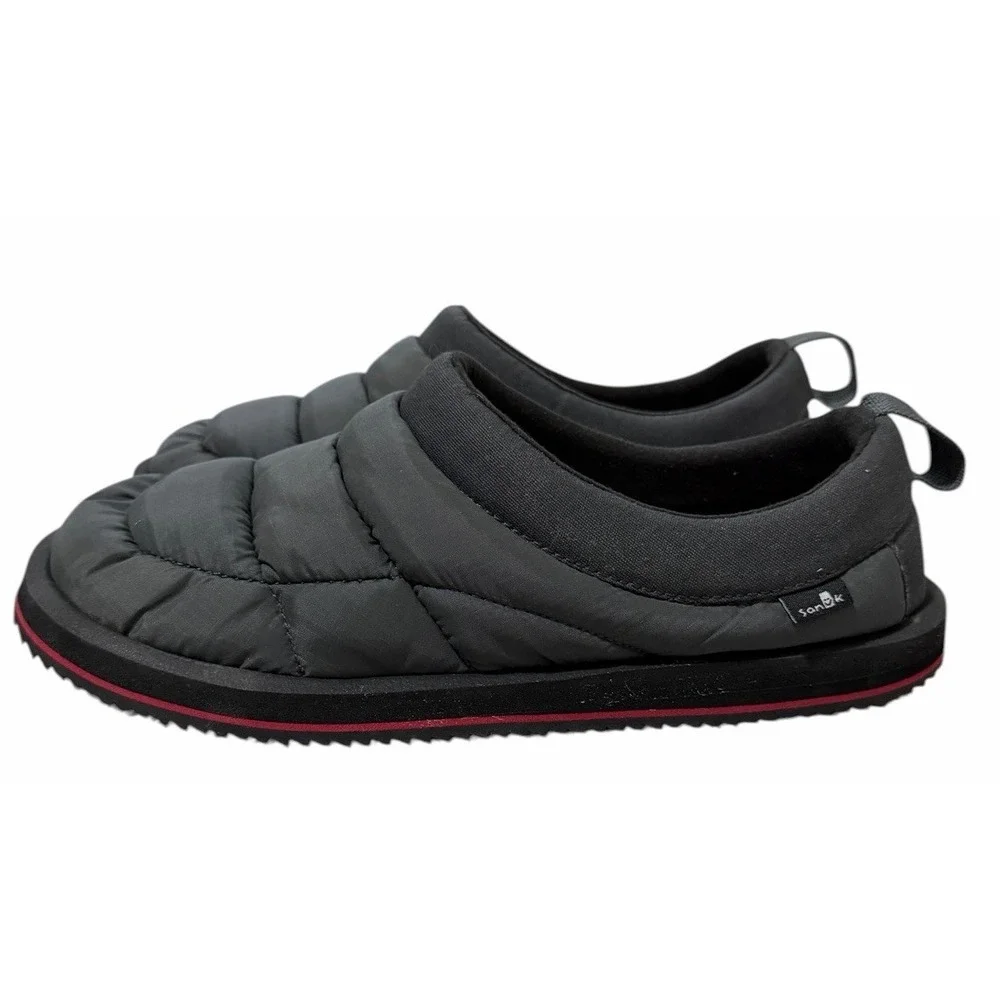 Sanuk Puff N Chill Mock Thermal‎ Puffy Slippers Gunmetal Mens Size 9